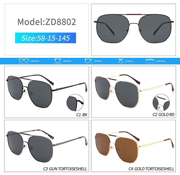 ZD8802-thick metal frame sunglasses ZD8802-gafas de sol con montura de metal grueso