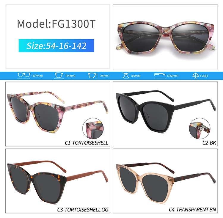 FG1300-cat eye acetate sunglasses FG1300-gafas de sol de acetato tipo ojo de gato