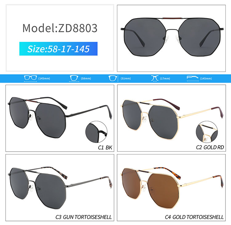 ZD8803-designer metal sunglasses ZD8803-gafas de sol de metal de diseñador