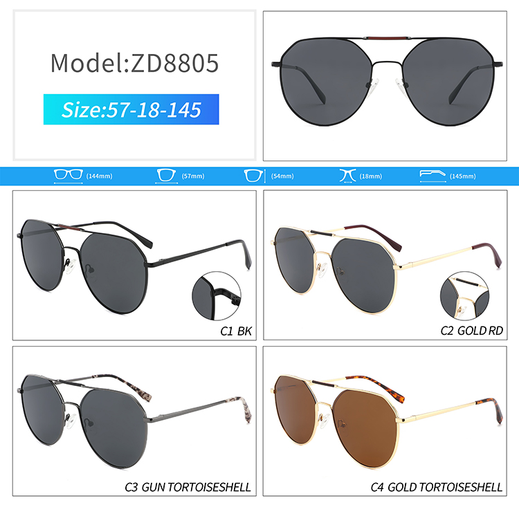 ZD8805-men's metal aviator sunglasses ZD8805-Gafas de sol de aviador de metal para hombre.