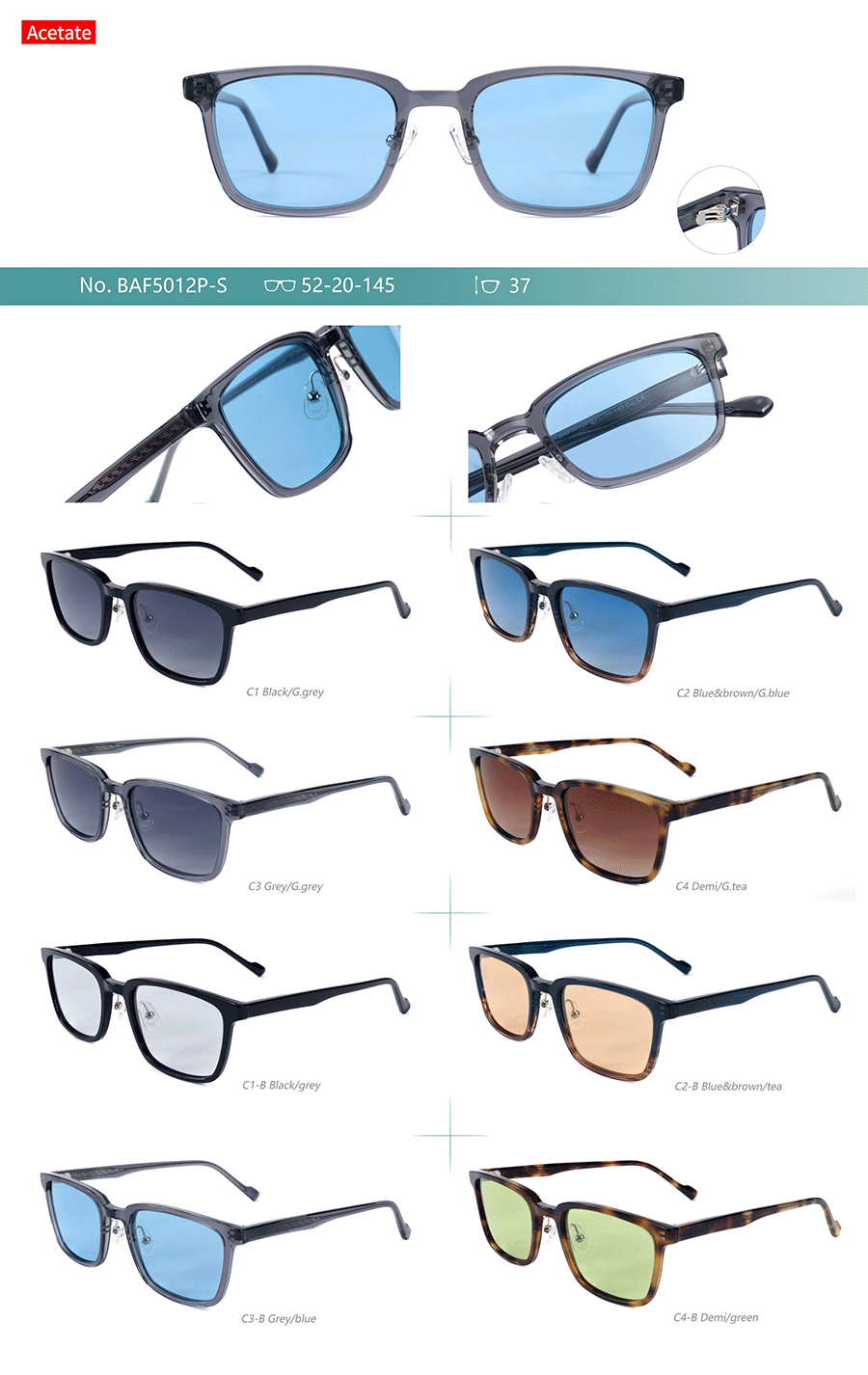 Wholesale Acetate Sunglasses-BAF5012PS Venta al por mayor Gafas de sol de acetato-BAF5012PS