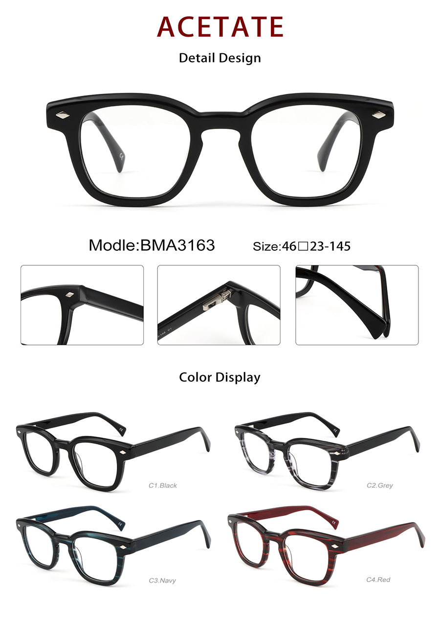 Wholesale Acetate Glasses Frames Detials BMA3163 Marcos de gafas de acetato al por mayor Detials BMA3163