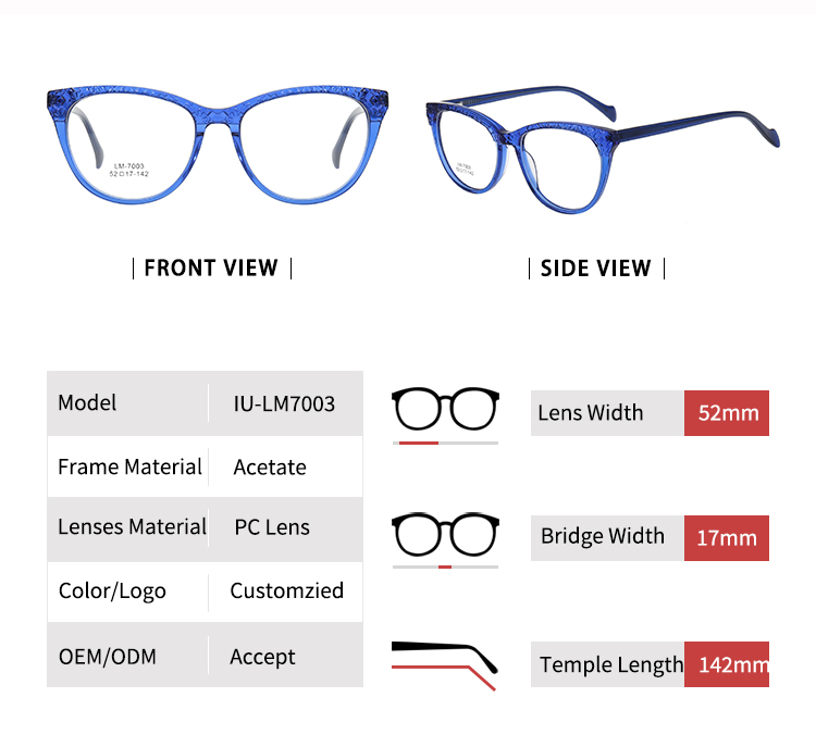 Gafas con montura tipo ojo de gato - Talla