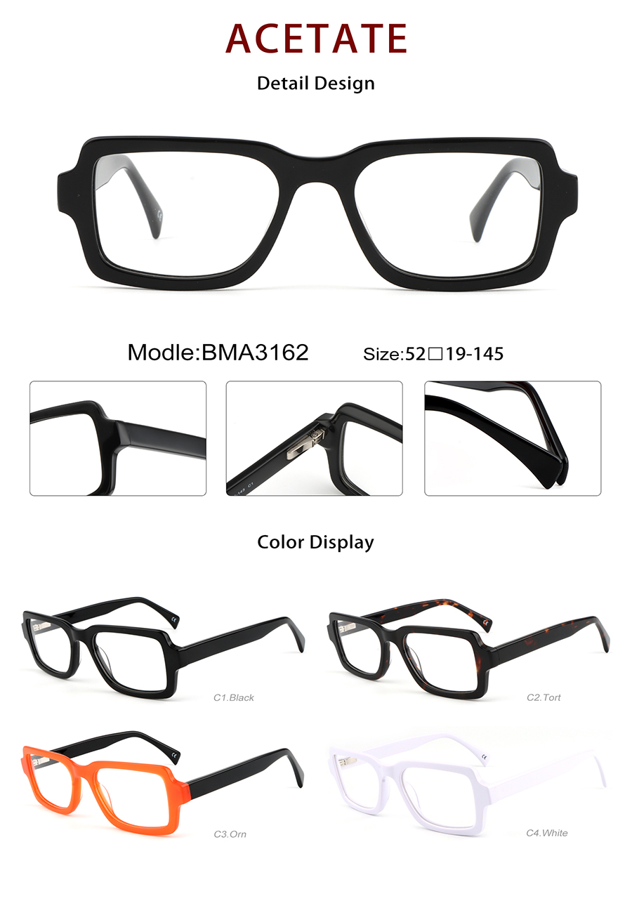 Wholesale Acetate Glasses Frames Detials BMA3162 Marcos de gafas de acetato al por mayor Detials BMA3162