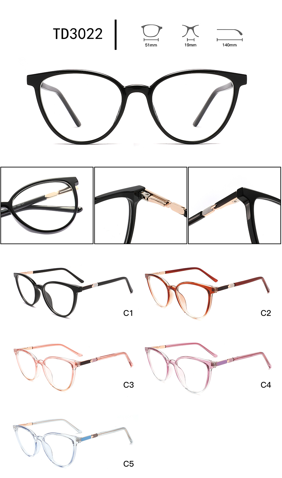 women's prescription glasses frames TD3022 monturas de gafas graduadas para mujer TD3022