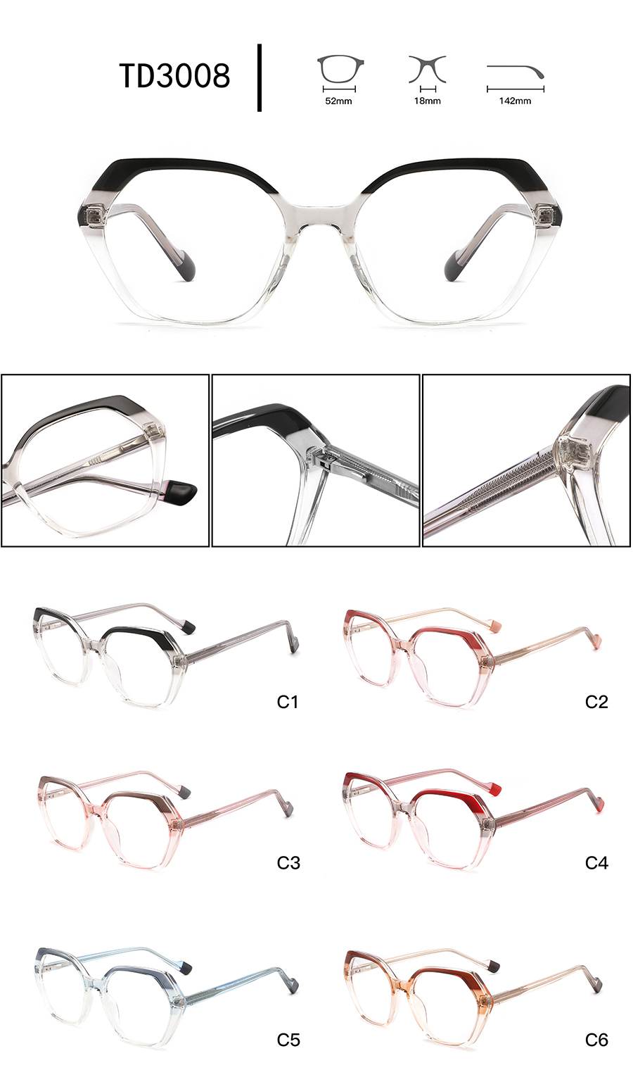 new trending glasses frames TD3008 nuevos marcos de gafas de tendencia TD3008