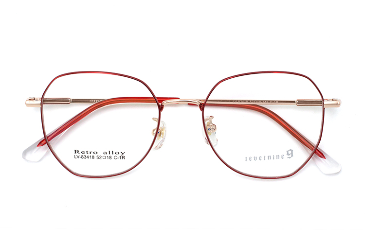 Gafas con montura metálica fina - Rojo