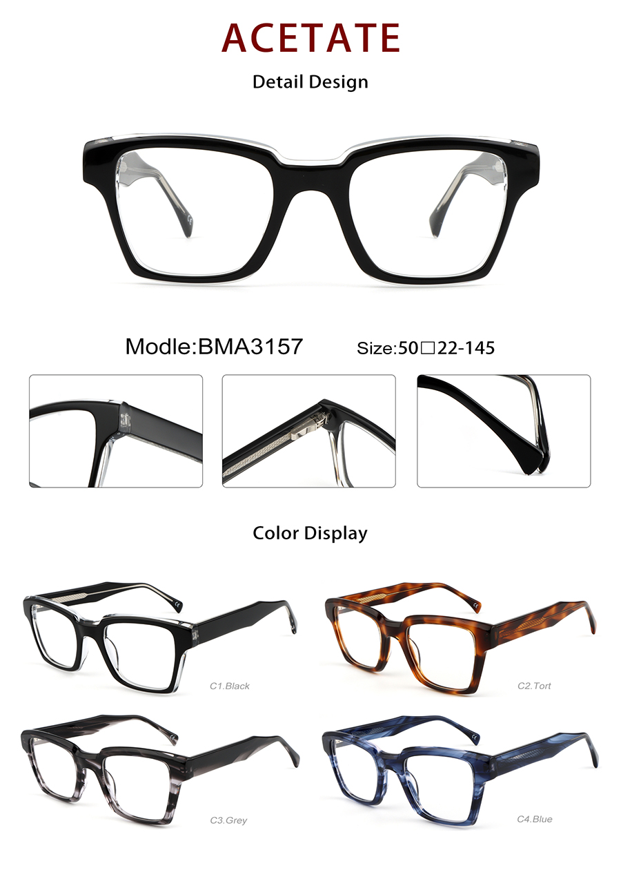Wholesale Acetate Glasses Frames Detials BMA3157 Marcos de gafas de acetato al por mayor Detials BMA3157