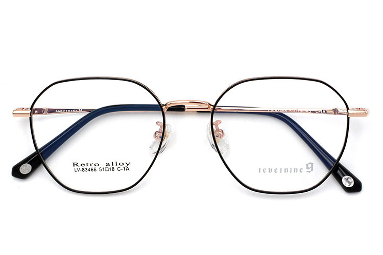 Gafas con montura metálica - Negro y dorado