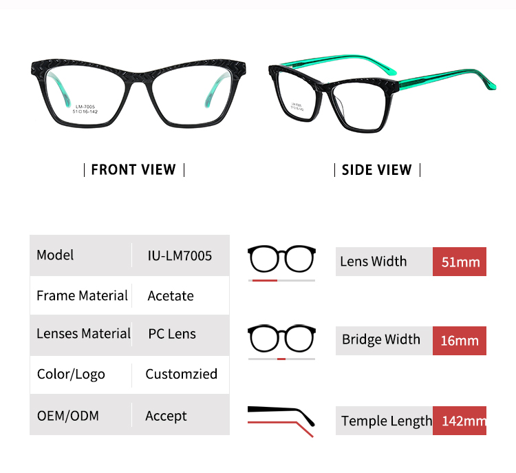 Gafas de ojo de gato vintage - Tamaño