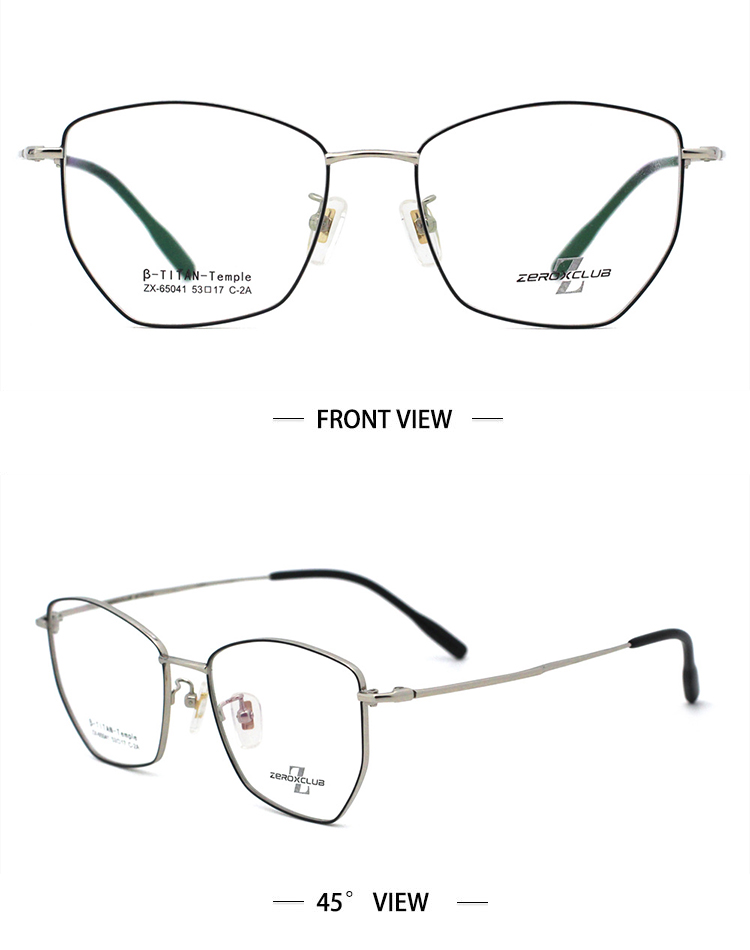 SKU-C2A monturas de gafas personalizadas_plata negro