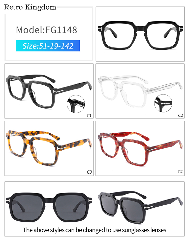 FG1148 monturas de gafas cuadradas vintage FG1148