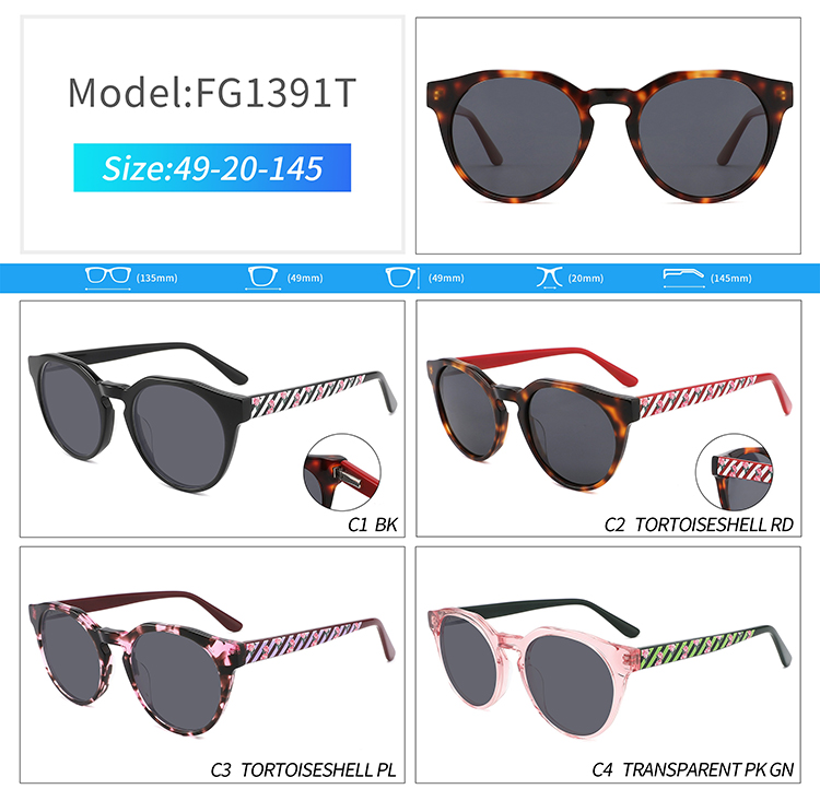 FG1391-gafas de sol con montura redonda