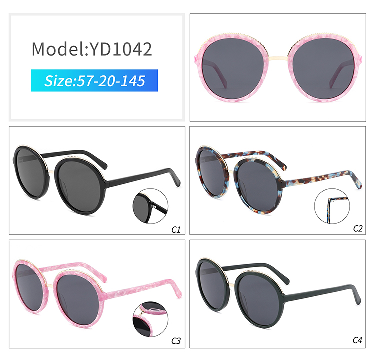 YD1042-gafas de sol redondas para mujer