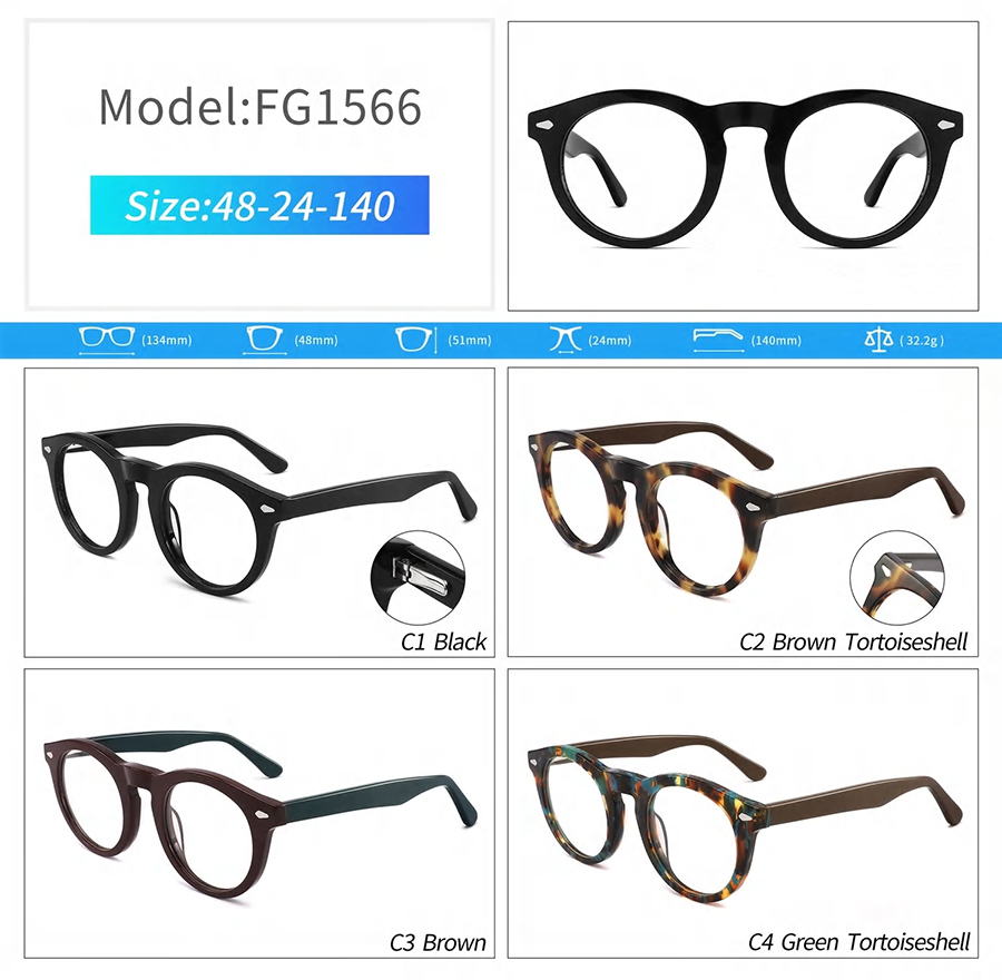 monturas de gafas circulares vintage FG1566