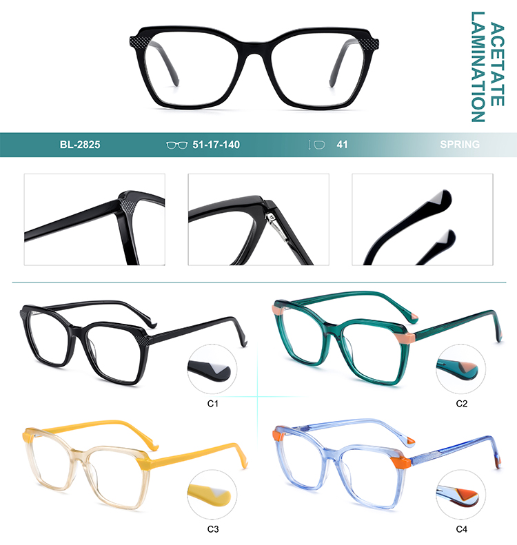 Detalles de monturas de gafas de acetato al por mayor BL-2825