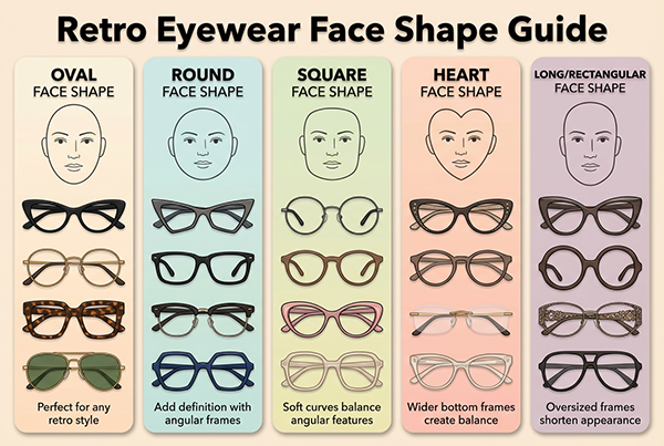 Gu&iacute;a de formas de rostro con gafas retro