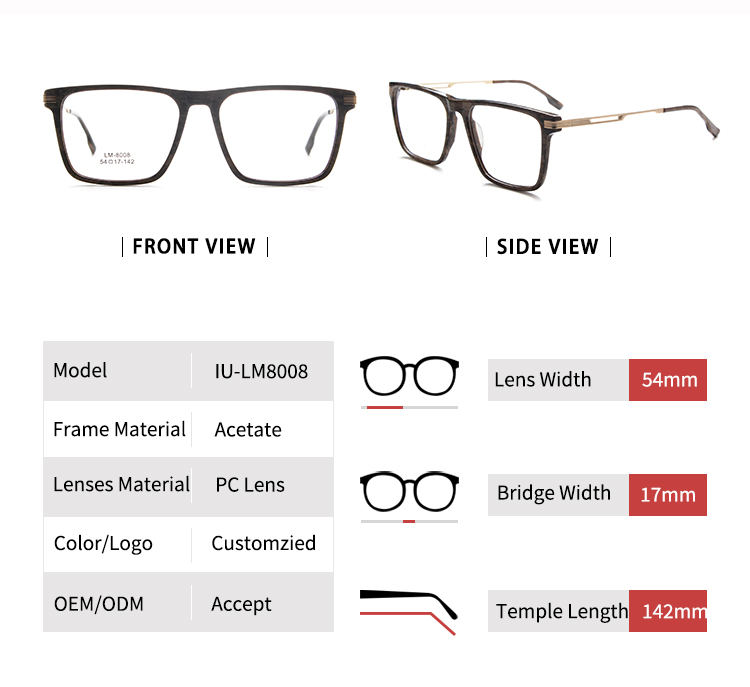 Gafas rectangulares finas - Talla