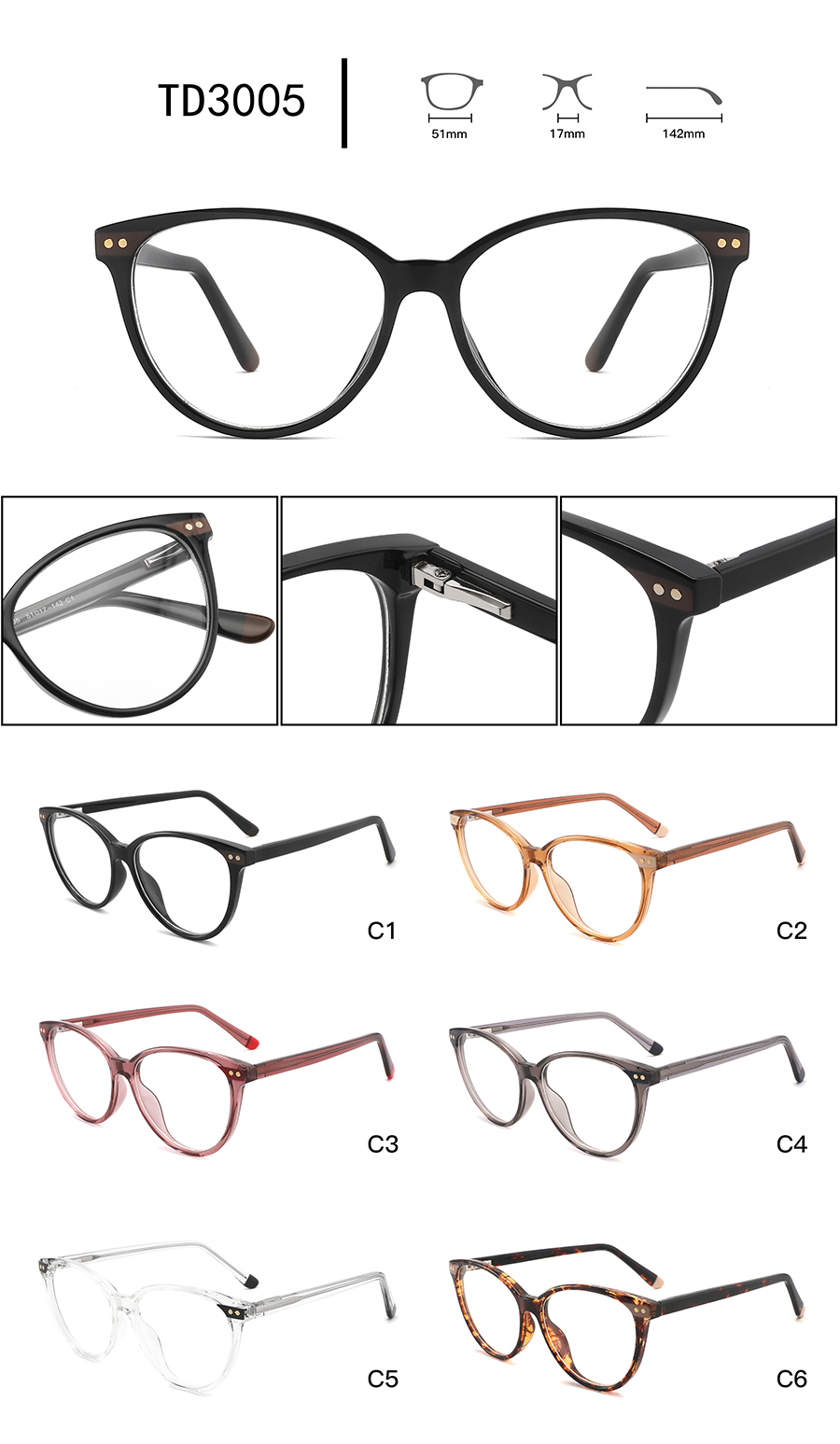 &uacute;ltimas monturas de gafas para damas TD3005