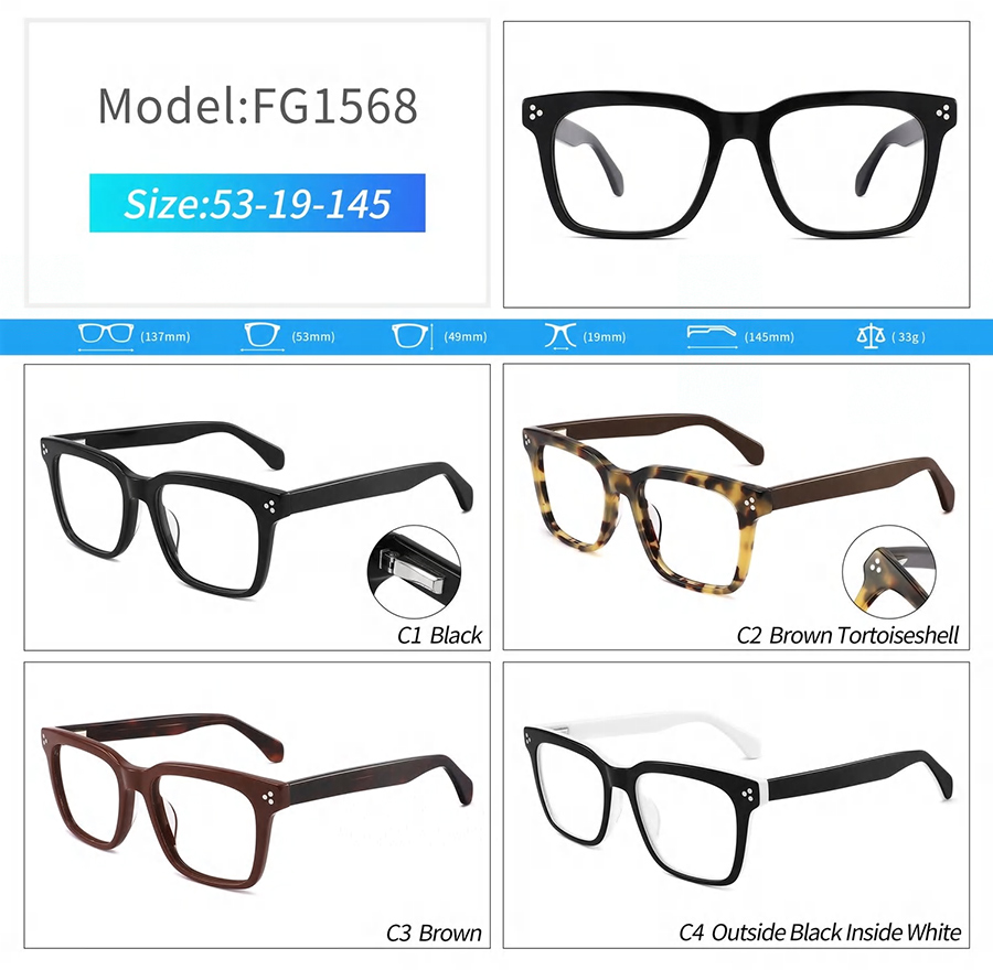 monturas gruesas de gafas negras FG1568