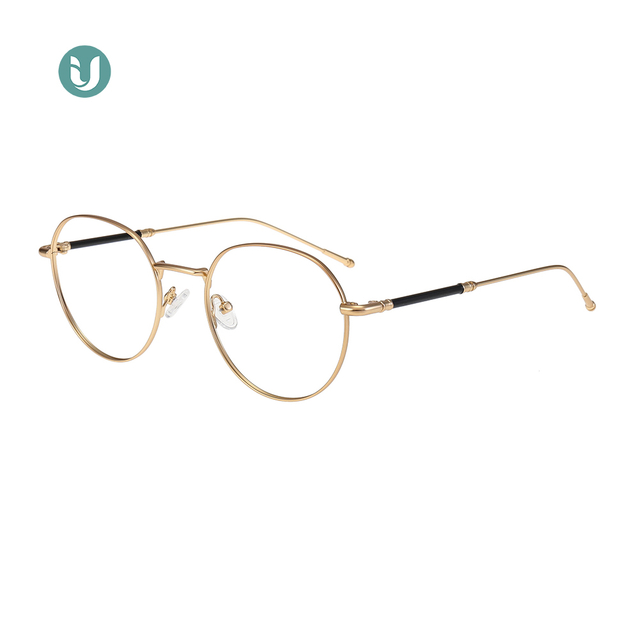 Anteojos con montura de gafas de metal de forma redonda vintage LM1017