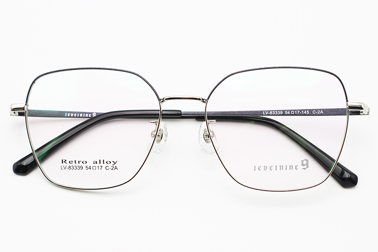 Monturas &oacute;pticas de metal para mujer - Plateado y negro