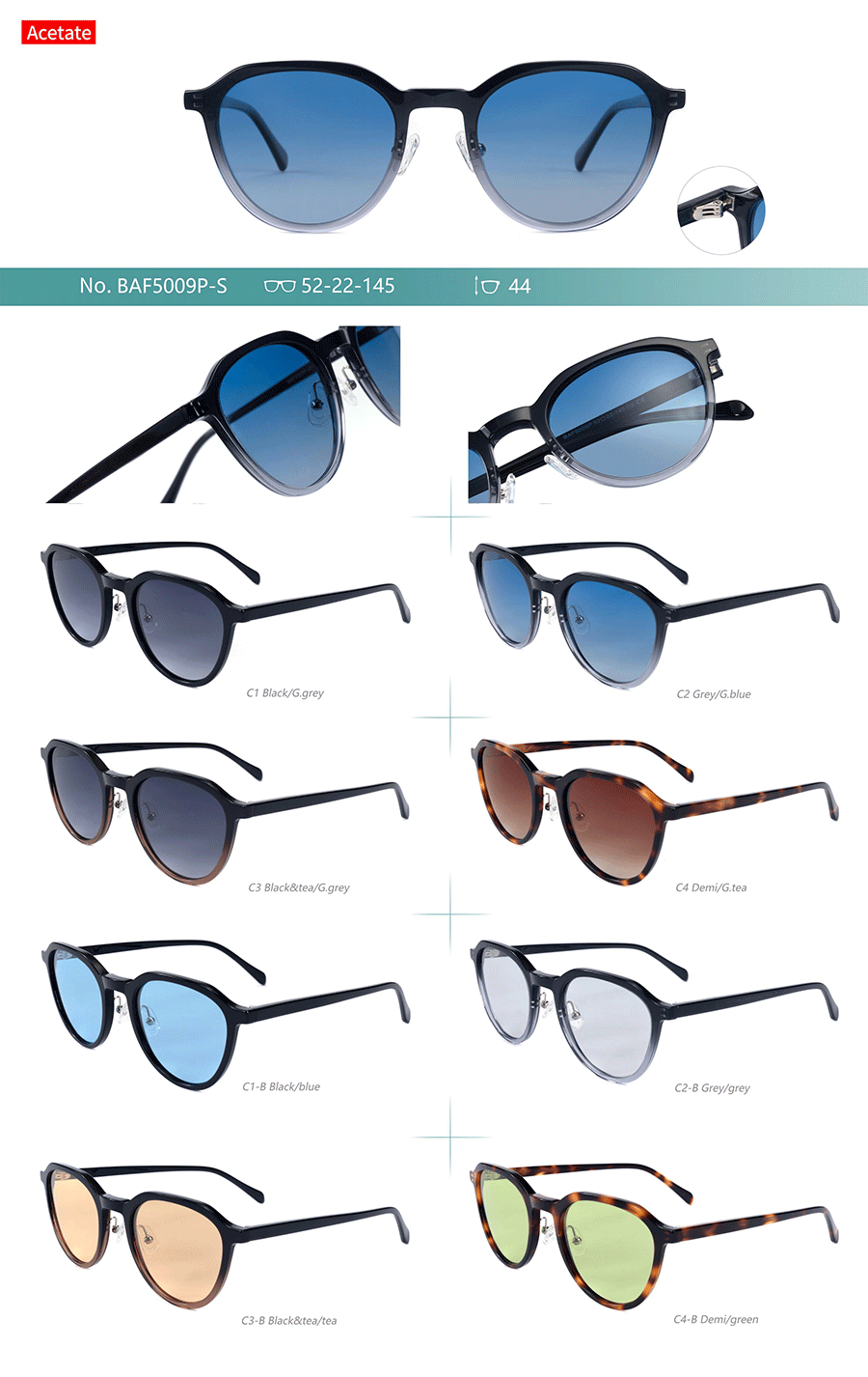 Venta al por mayor Gafas de sol de acetato-BAF5009PS