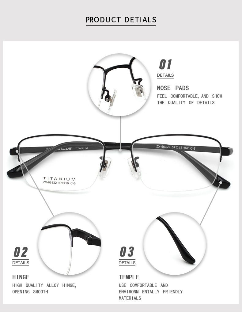 Gafas de media montura de titanio