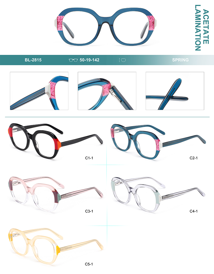 Detalles de monturas de gafas de acetato al por mayor BL-2815