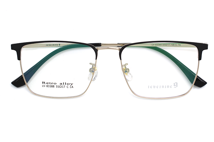 Gafas de forma rectangular -Negro y dorado