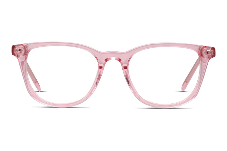 Montura de gafas transparente rosa