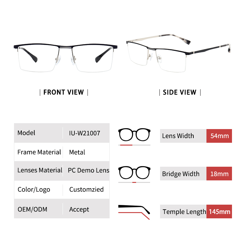 Monturas de gafas de media montura_detials