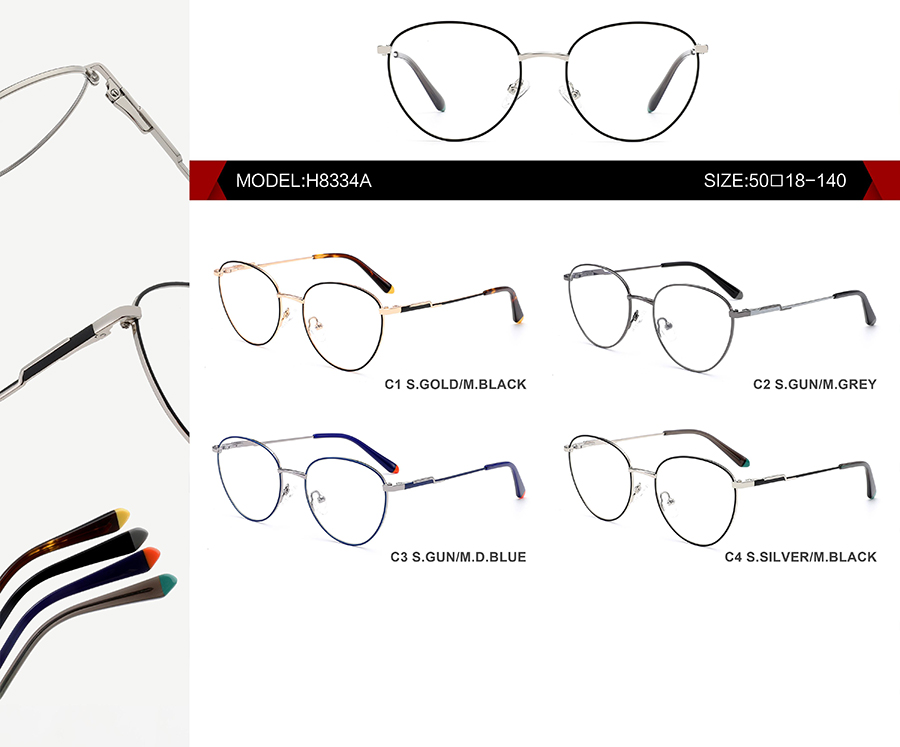 monturas de gafas redondas H8334A