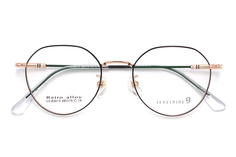 Monturas de gafas redondas para hombre - Negro y dorado