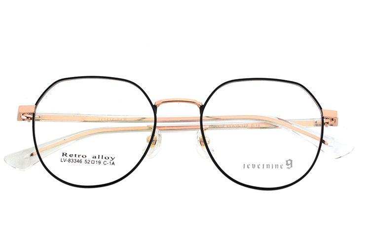 Montura &oacute;ptica de metal para mujer - Negro y dorado