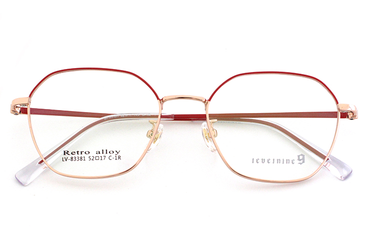 Monturas &oacute;pticas retro - Rojo y dorado