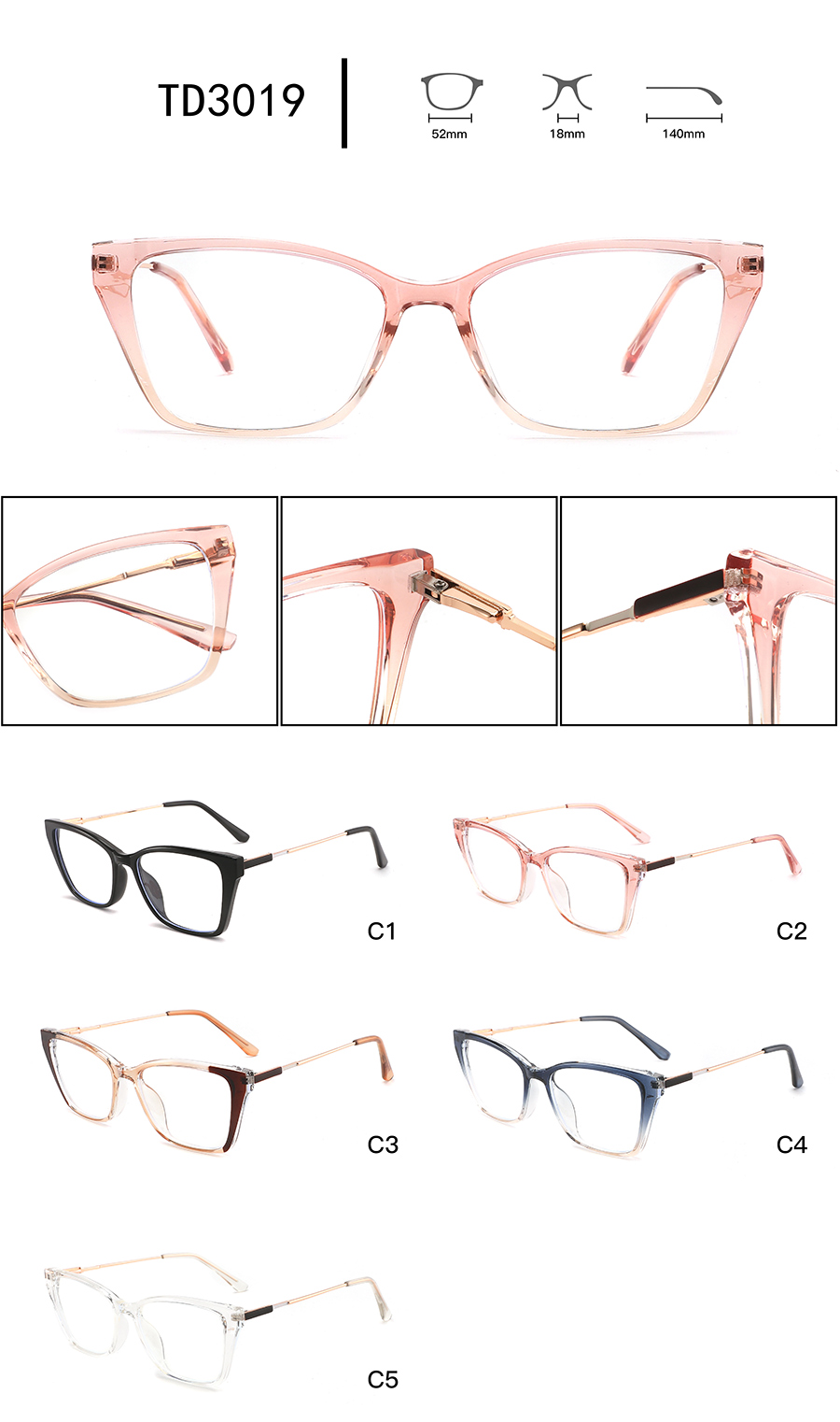 &Uacute;ltimas monturas de gafas para hombre TD3019.