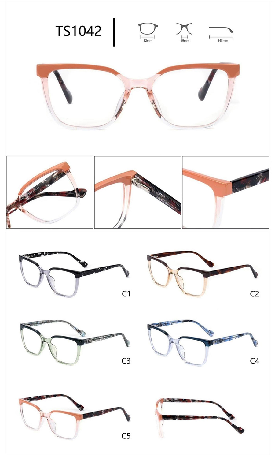 monturas de gafas originales TS1042
