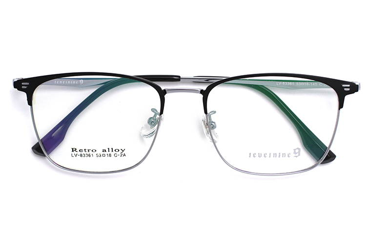 Monturas de gafas rectangulares - Negro y plateado