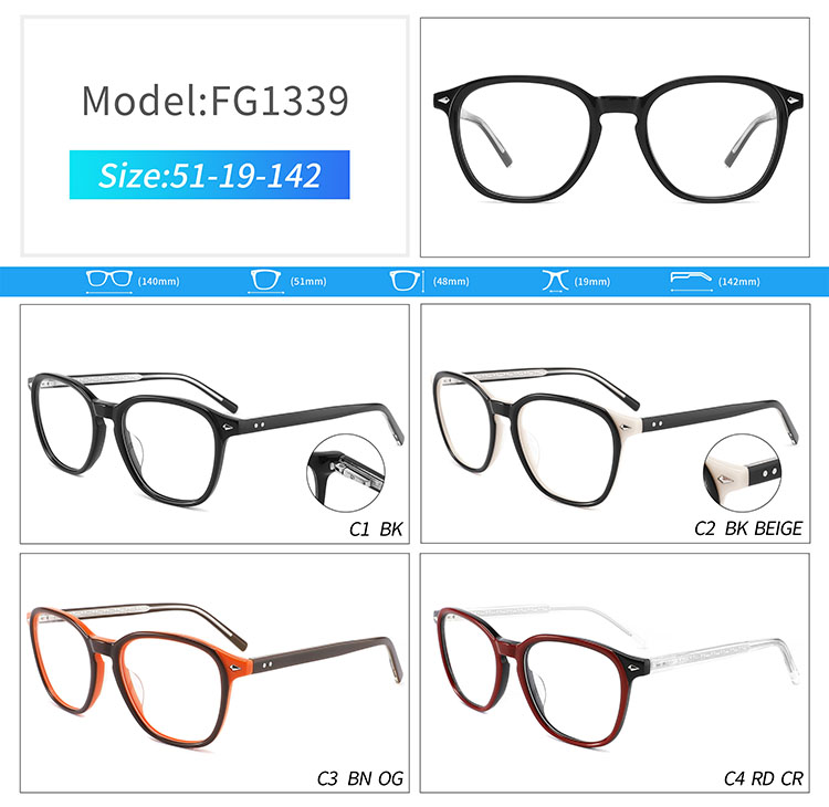 FG1339- monturas de gafas de acetato de celulosa