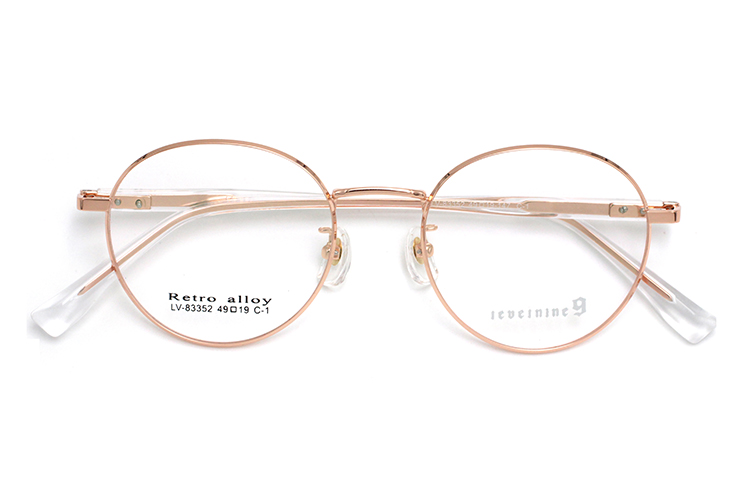 Gafas con montura redonda de metal - Oro