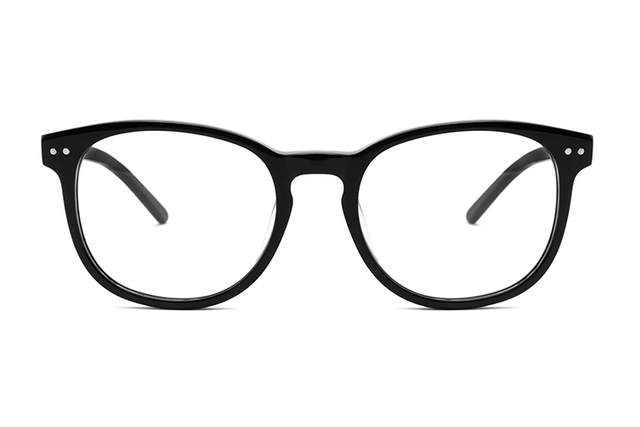 Monturas ópticas de ojo de gafas redondas de acetato negro FG1042