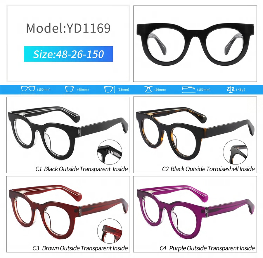 monturas de gafas redondas para mujer YD1169