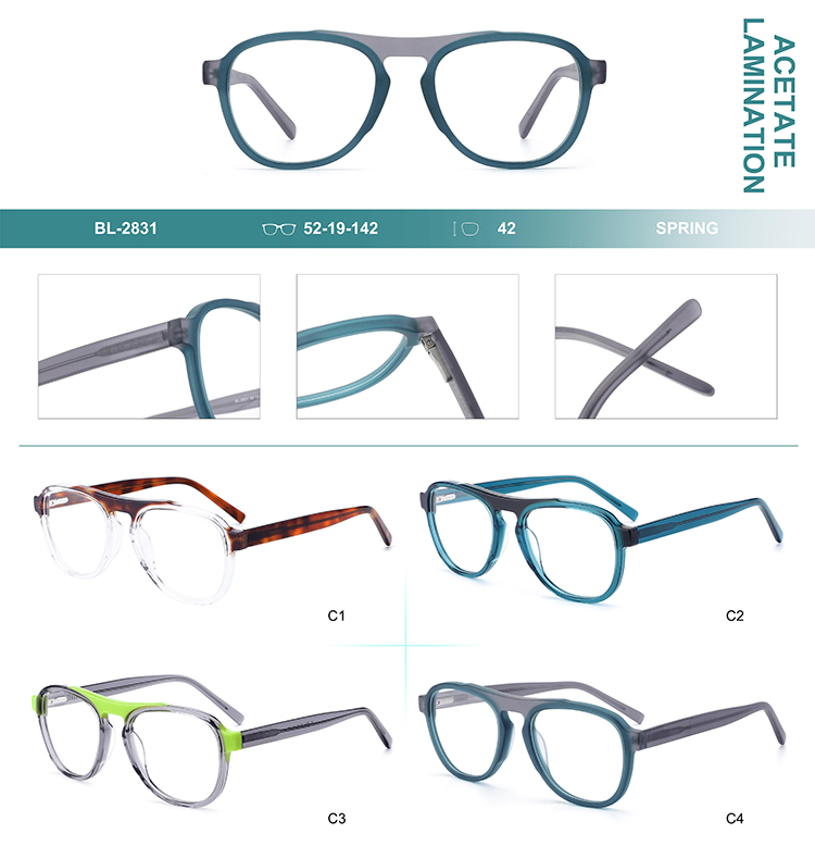 Detalles de monturas de gafas de acetato al por mayor BL-2831