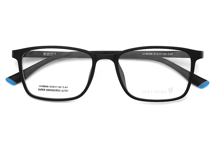 Gafas rectangulares con montura fina - Negro mate