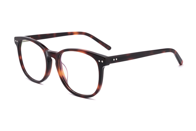 Monturas ópticas de ojo de gafas redondas de acetato negro FG1042