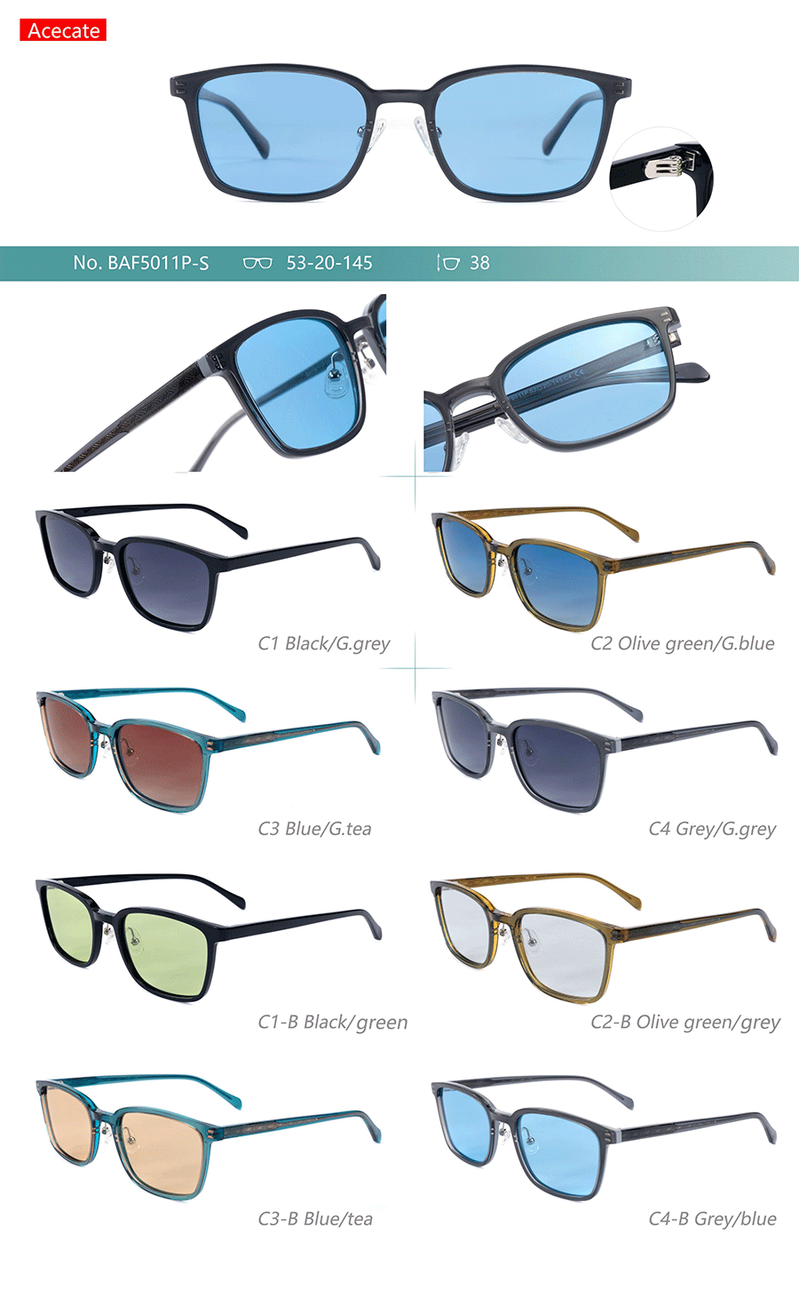 Venta al por mayor Gafas de sol de acetato-BAF5011PS