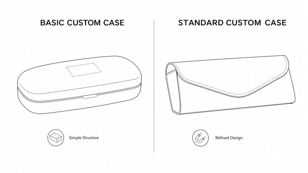 Estuches-de-gafas-personalizados-b&aacute;sicos-y-est&aacute;ndar-comparados-para-el-posicionamiento-de-marca-de-gafas-de-marca-privada